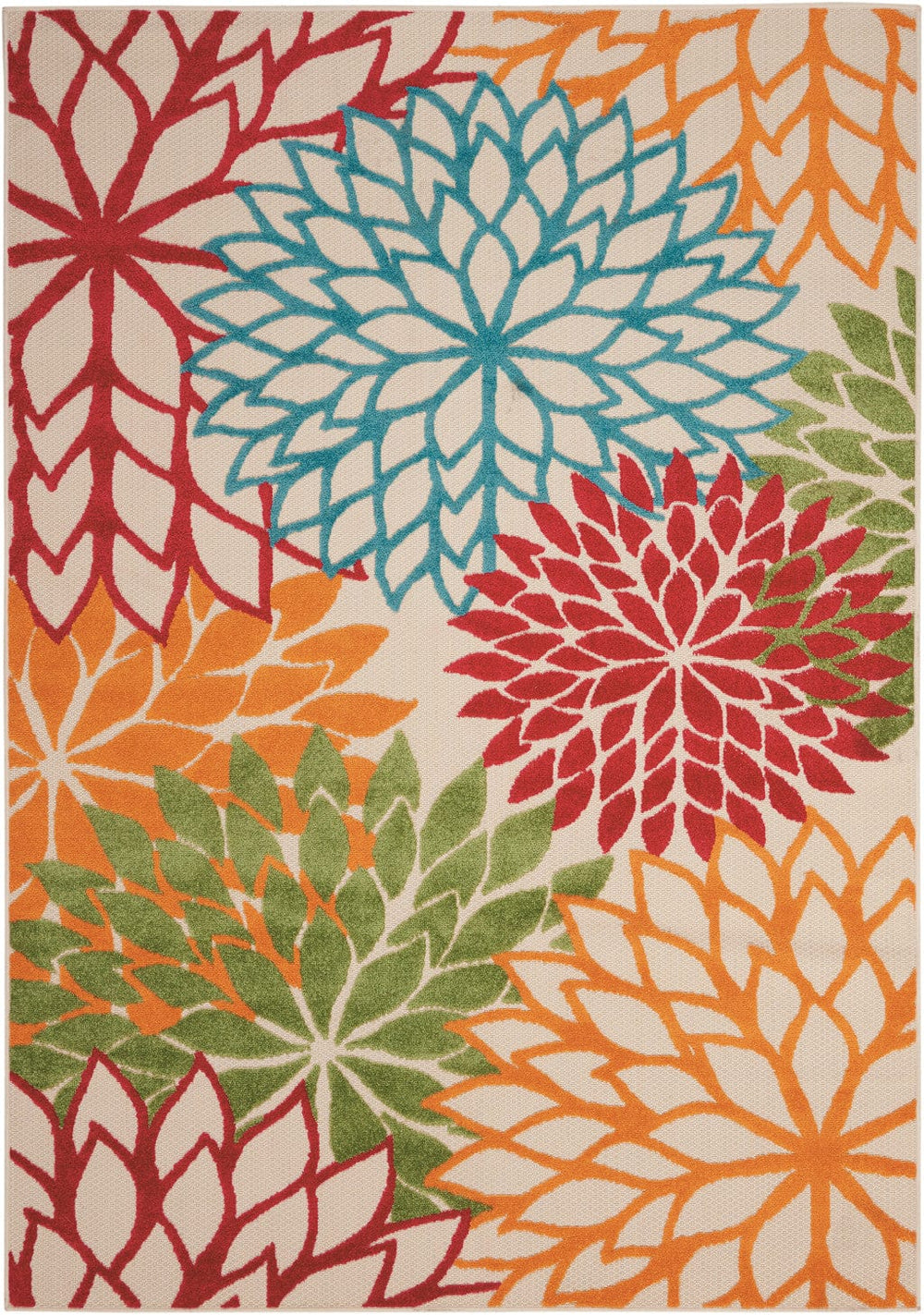 5' X 8' Green And Ivory Indoor Outdoor Area Rug - Homeroots