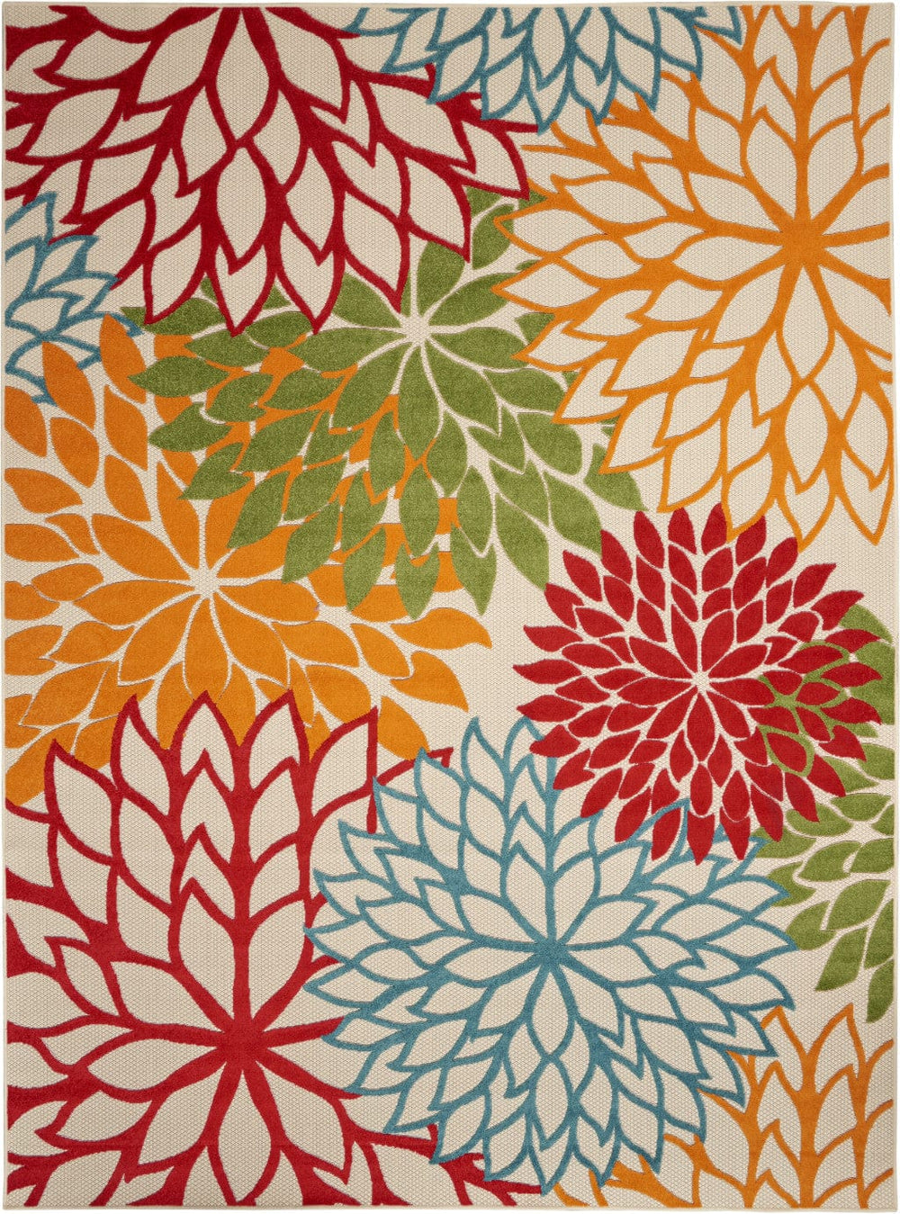 7' X 10' Green And Ivory Floral Indoor Outdoor Area Rug - Homeroots