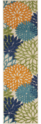 2' X 10' Ivory And Blue Floral Indoor Outdoor Area Rug - Homeroots - Flyclothing LLC