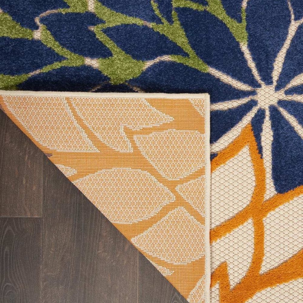 4' X 6' Ivory And Blue Floral Indoor Outdoor Area Rug - Homeroots - Flyclothing LLC