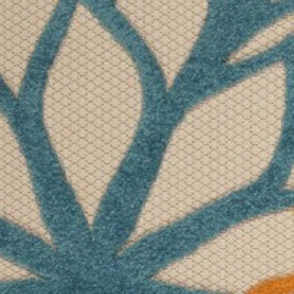 4' X 6' Ivory And Blue Floral Indoor Outdoor Area Rug - Homeroots - Flyclothing LLC