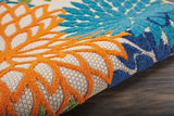 4' Round Ivory And Blue Round Floral Indoor Outdoor Area Rug - Homeroots - Flyclothing LLC