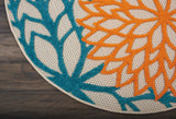 4' Round Ivory And Blue Round Floral Indoor Outdoor Area Rug - Homeroots - Flyclothing LLC