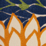 6' X 9' Ivory And Blue Floral Indoor Outdoor Area Rug - Homeroots