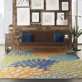 7' X 10' Ivory And Blue Floral Indoor Outdoor Area Rug - Homeroots - Flyclothing LLC