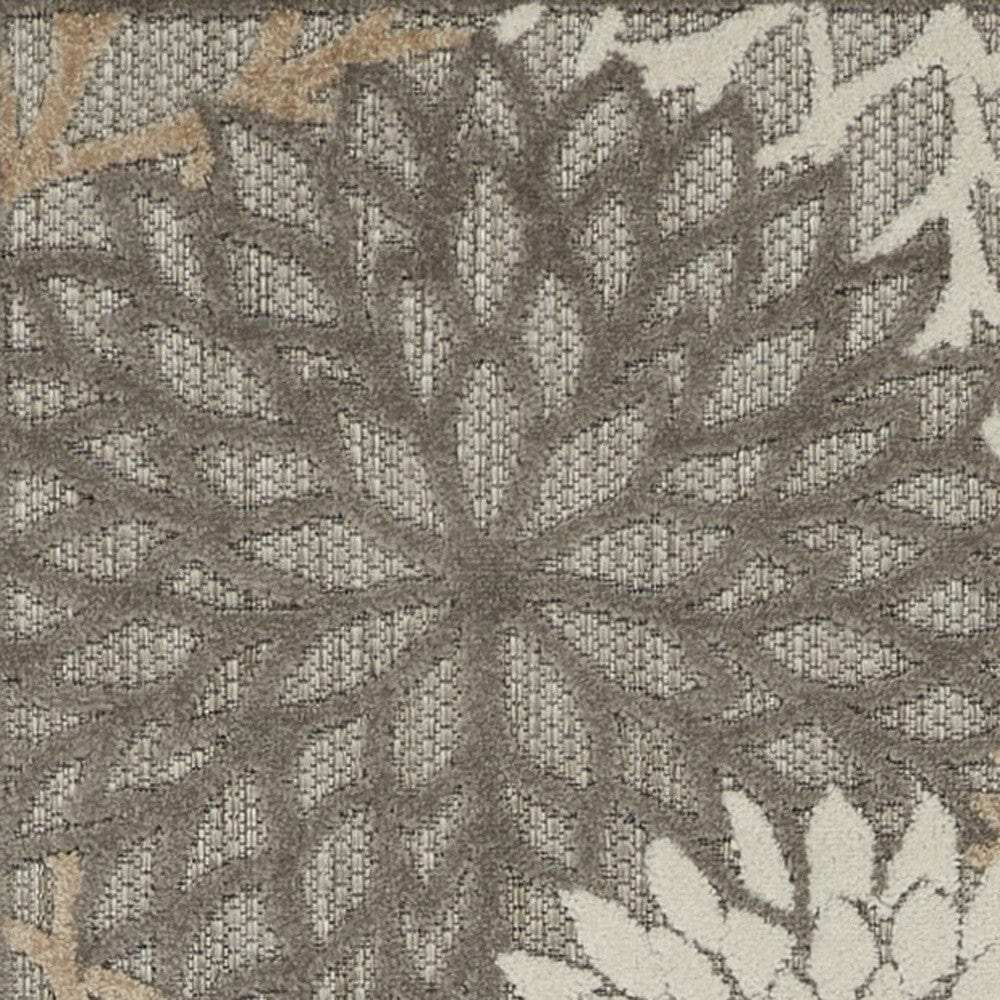 6' Runner Gray and Ivory Floral Indoor Outdoor Area Rug - Homeroots - Flyclothing LLC