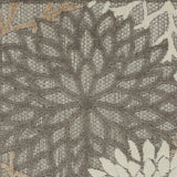 6' Runner Gray and Ivory Floral Indoor Outdoor Area Rug - Homeroots
