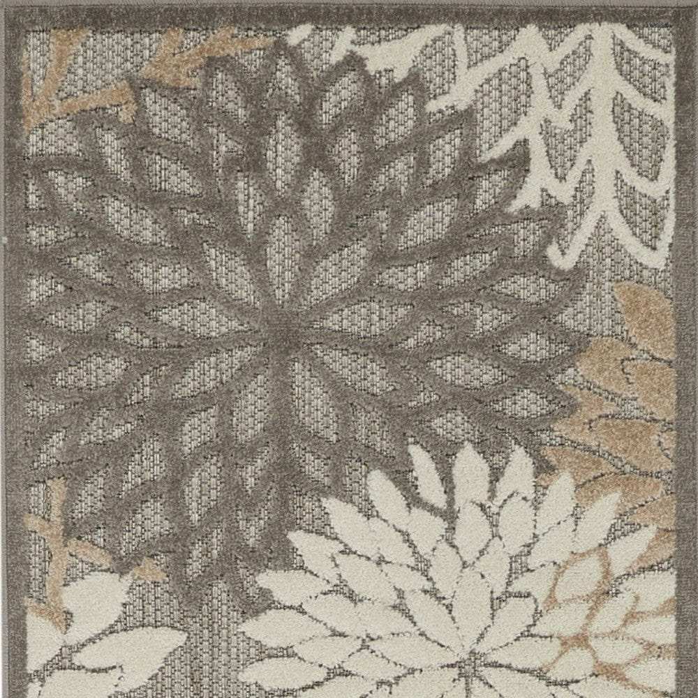6' Runner Gray and Ivory Floral Indoor Outdoor Area Rug - Homeroots - Flyclothing LLC