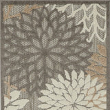 6' Runner Gray and Ivory Floral Indoor Outdoor Area Rug - Homeroots