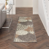 6' Runner Gray and Ivory Floral Indoor Outdoor Area Rug - Homeroots - Flyclothing LLC