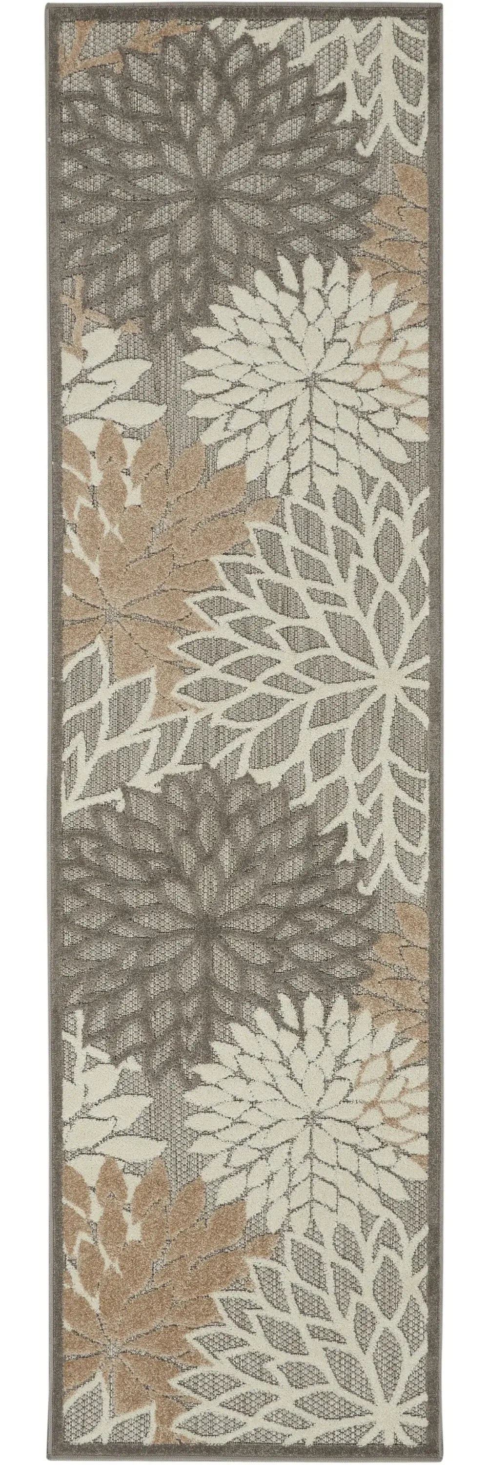 2' X 8' Gray And Ivory Floral Indoor Outdoor Area Rug - Homeroots - Flyclothing LLC