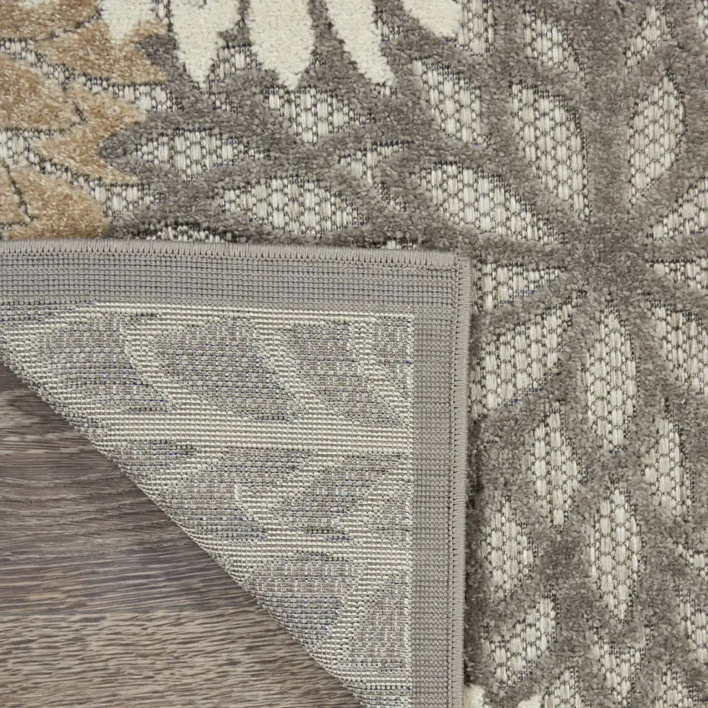 2' X 10' Gray And Ivory Floral Indoor Outdoor Area Rug - Homeroots - Flyclothing LLC