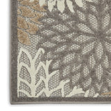 2' X 10' Gray And Ivory Floral Indoor Outdoor Area Rug - Homeroots