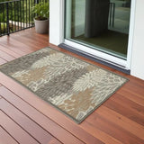 3' X 4' Gray And Ivory Floral Indoor Outdoor Area Rug - Homeroots