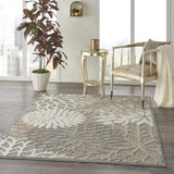 4' X 6' Gray And Ivory Floral Indoor Outdoor Area Rug - Homeroots