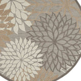 4' Round Gray And Ivory Round Floral Indoor Outdoor Area Rug - Homeroots