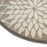 5' Round Gray And Ivory Round Floral Indoor Outdoor Area Rug - Homeroots - Flyclothing LLC