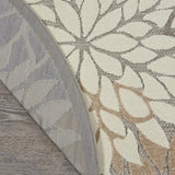 5' Round Gray And Ivory Round Floral Indoor Outdoor Area Rug - Homeroots - Flyclothing LLC