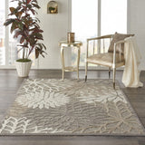 6' X 9' Gray And Ivory Floral Indoor Outdoor Area Rug - Homeroots