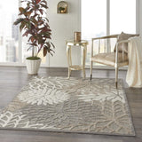 6' X 9' Gray And Ivory Floral Indoor Outdoor Area Rug - Homeroots