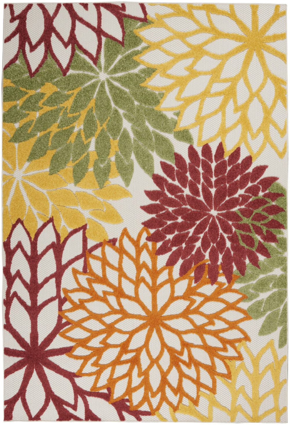 4' X 6' Green And Ivory Floral Indoor Outdoor Area Rug - Homeroots