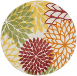 4' Round Green And Ivory Round Floral Indoor Outdoor Area Rug - Homeroots - Flyclothing LLC