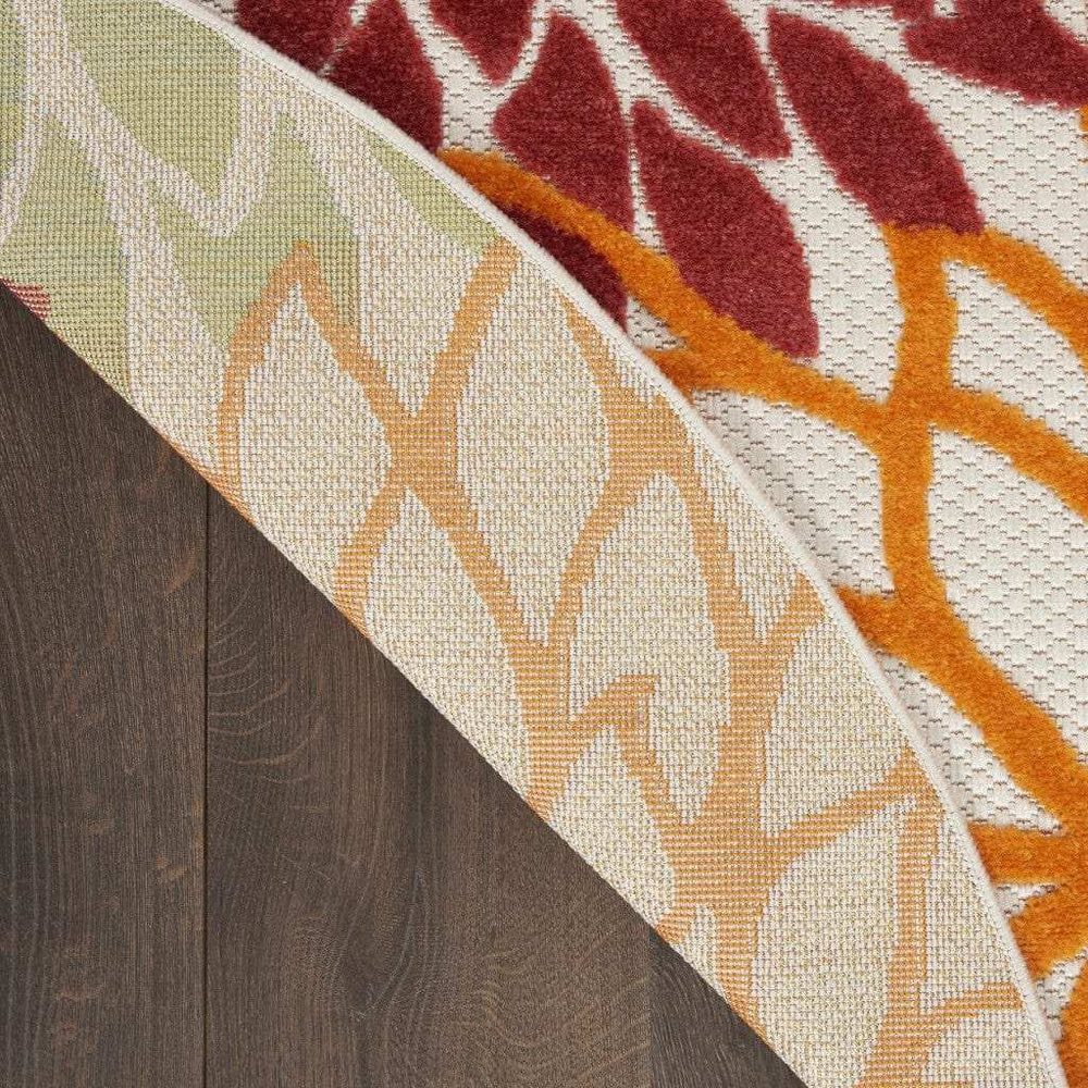 4' Round Green And Ivory Round Floral Indoor Outdoor Area Rug - Homeroots - Flyclothing LLC