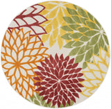 5' Round Green And Ivory Round Floral Indoor Outdoor Area Rug - Homeroots - Flyclothing LLC