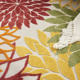 5' Round Green And Ivory Round Floral Indoor Outdoor Area Rug - Homeroots - Flyclothing LLC