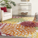 8' X 11' Red Multi Colored Floral Indoor Outdoor Area Rug - Homeroots - Flyclothing LLC