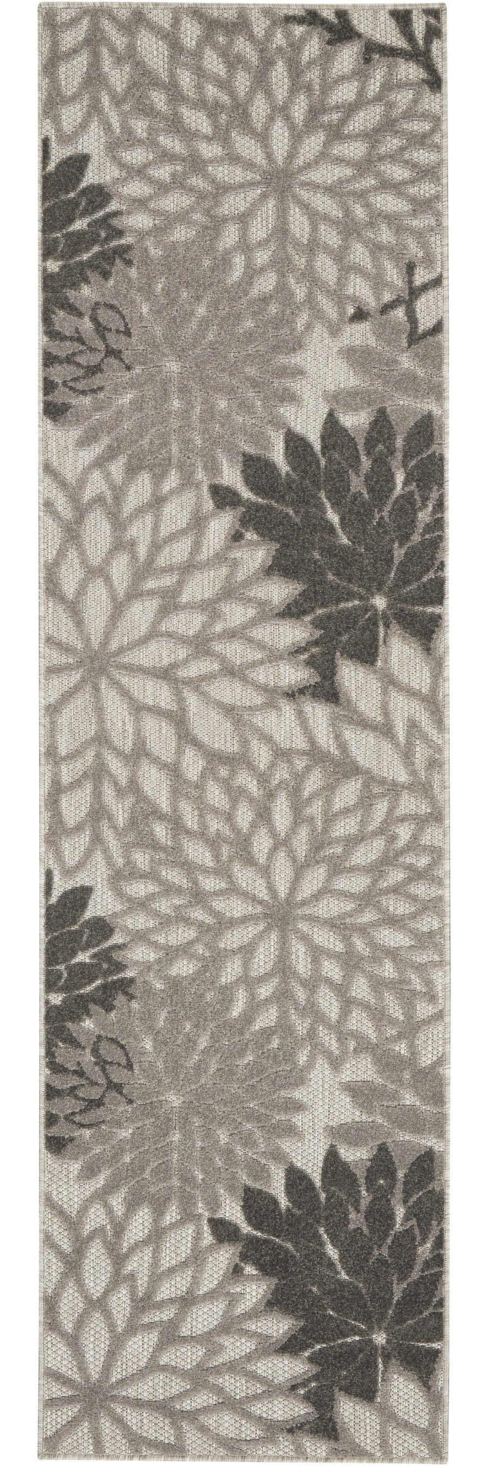 2' X 6' Gray Floral Indoor Outdoor Area Rug - Homeroots