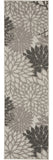 2' X 6' Gray Floral Indoor Outdoor Area Rug - Homeroots