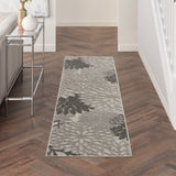 2' X 6' Gray Floral Indoor Outdoor Area Rug - Homeroots