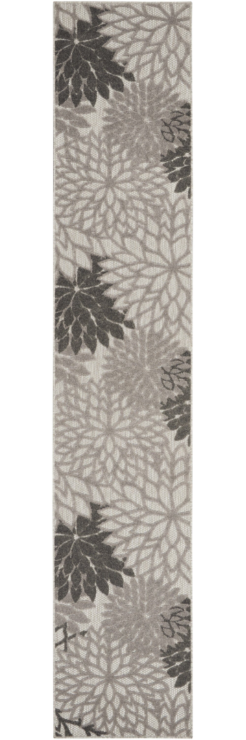 2' X 10' Gray Floral Indoor Outdoor Area Rug - Homeroots