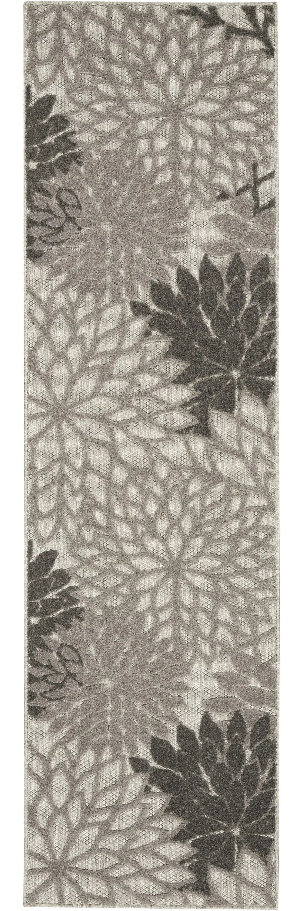 2' X 8' Gray Floral Indoor Outdoor Area Rug - Homeroots