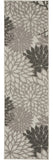 2' X 8' Gray Floral Indoor Outdoor Area Rug - Homeroots