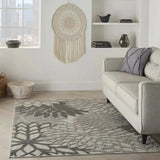 4' X 6' Gray Floral Indoor Outdoor Area Rug - Homeroots - Flyclothing LLC