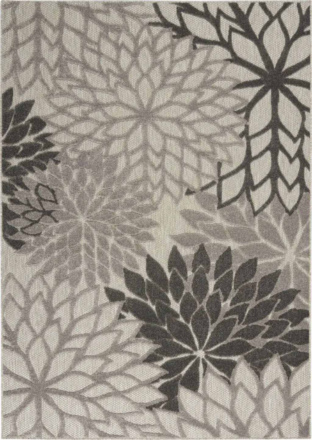 6' X 9' Gray Floral Indoor Outdoor Area Rug - Homeroots - Flyclothing LLC