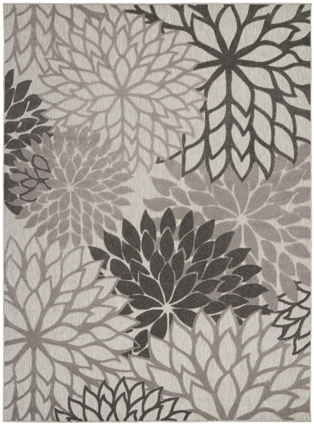 7' X 10' Gray Floral Indoor Outdoor Area Rug - Homeroots - Flyclothing LLC