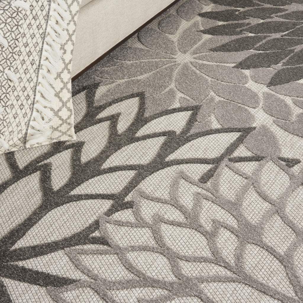 8' X 11' Gray Floral Indoor Outdoor Area Rug - Homeroots - Flyclothing LLC