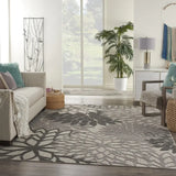 8' X 11' Gray Floral Indoor Outdoor Area Rug - Homeroots - Flyclothing LLC