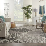 8' X 11' Gray Floral Indoor Outdoor Area Rug - Homeroots - Flyclothing LLC