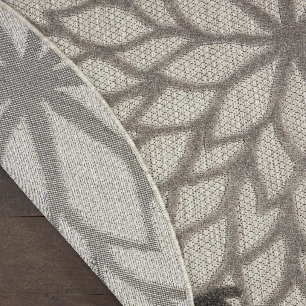 8' Round Gray Round Floral Indoor Outdoor Area Rug - Homeroots - Flyclothing LLC