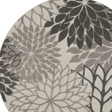 8' Round Gray Round Floral Indoor Outdoor Area Rug - Homeroots - Flyclothing LLC