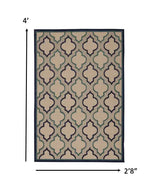 4' X 6' Blue And Ivory Geometric Indoor Outdoor Area Rug - Homeroots - Flyclothing LLC