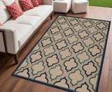 5' X 8' Blue And Ivory Indoor Outdoor Area Rug - Homeroots