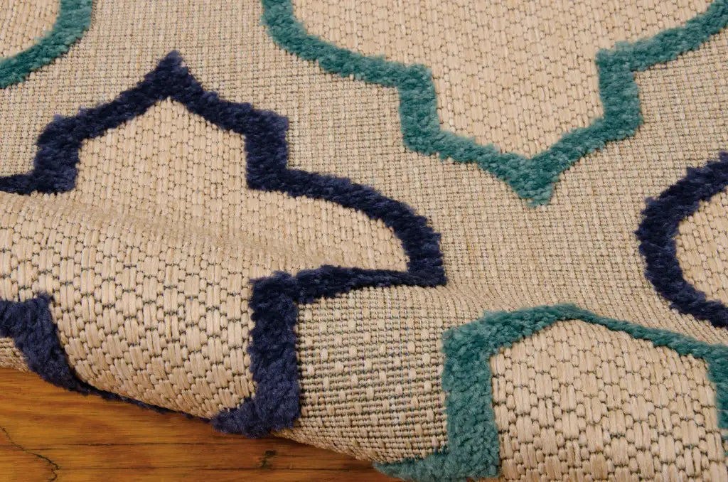 5' X 8' Blue And Ivory Indoor Outdoor Area Rug - Homeroots - Flyclothing LLC