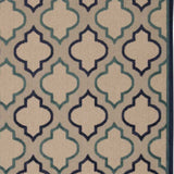 8' X 11' Blue And Ivory Geometric Indoor Outdoor Area Rug - Homeroots