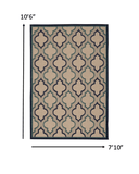 8' X 11' Blue And Ivory Geometric Indoor Outdoor Area Rug - Homeroots