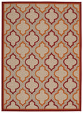 4' X 6' Red And Ivory Geometric Indoor Outdoor Area Rug - Homeroots